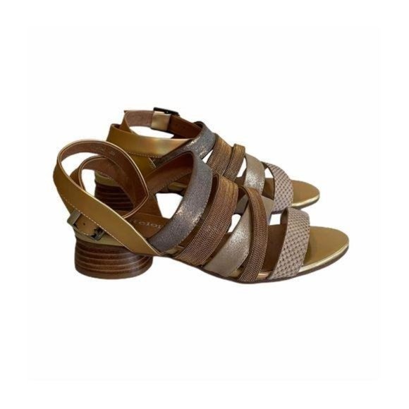 Antelope Multi Strap Taupe Metallic Leather Sandal - Picture 2 of 9
